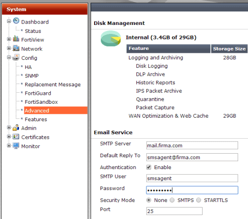 fortigate email server reply to