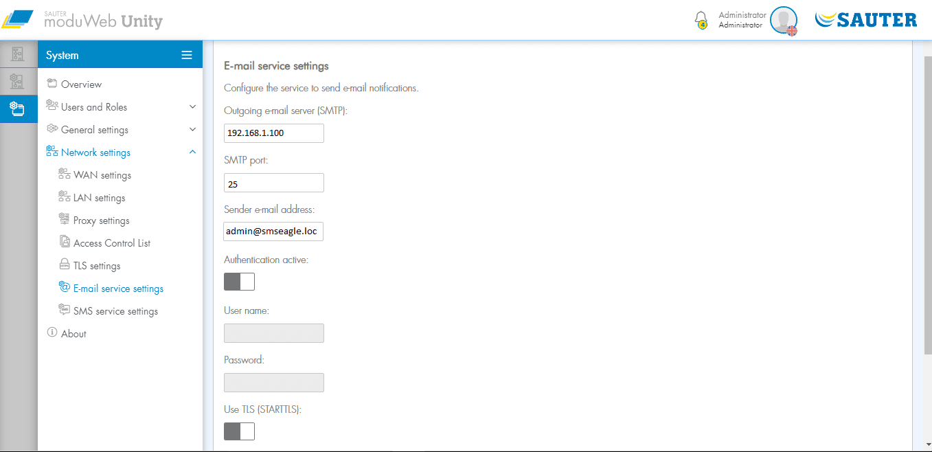 Sauter Email Configuration