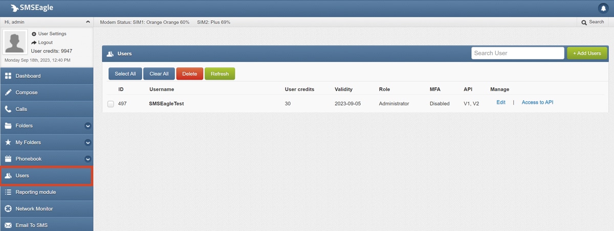 SMSEagle-Users