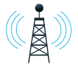 Communication tower emitting radio waves from a tall antenna structure