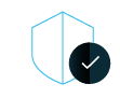 Verified security badge: blue shield outline with a dark circle and white checkmark indicating protection and trust.