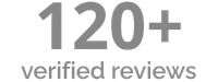 Badge reading '120+ verified reviews' indicating customer trust or ratings