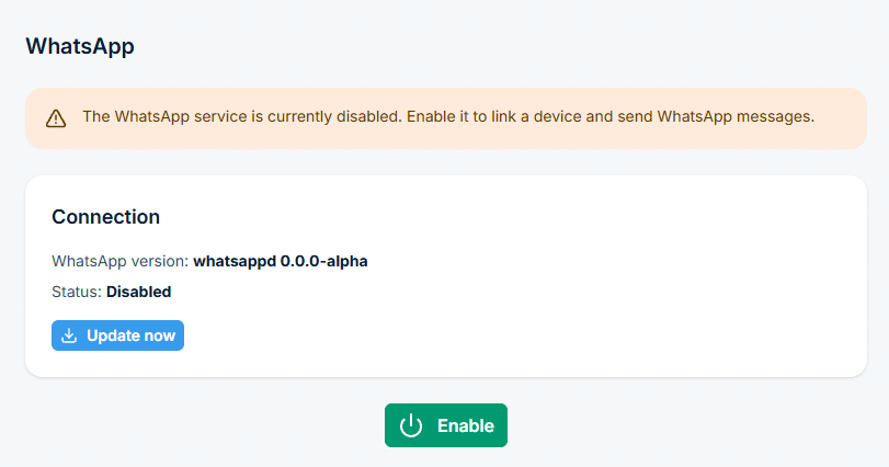 Whatsapp: Open the WhatsApp settings page
