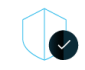 Verified security badge: blue shield outline with a dark circle and white checkmark indicating protection and trust.